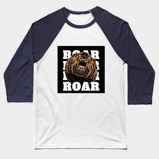 Ursus Arctos Mighty Brown Wild Bear Roaring Baseball T-Shirt